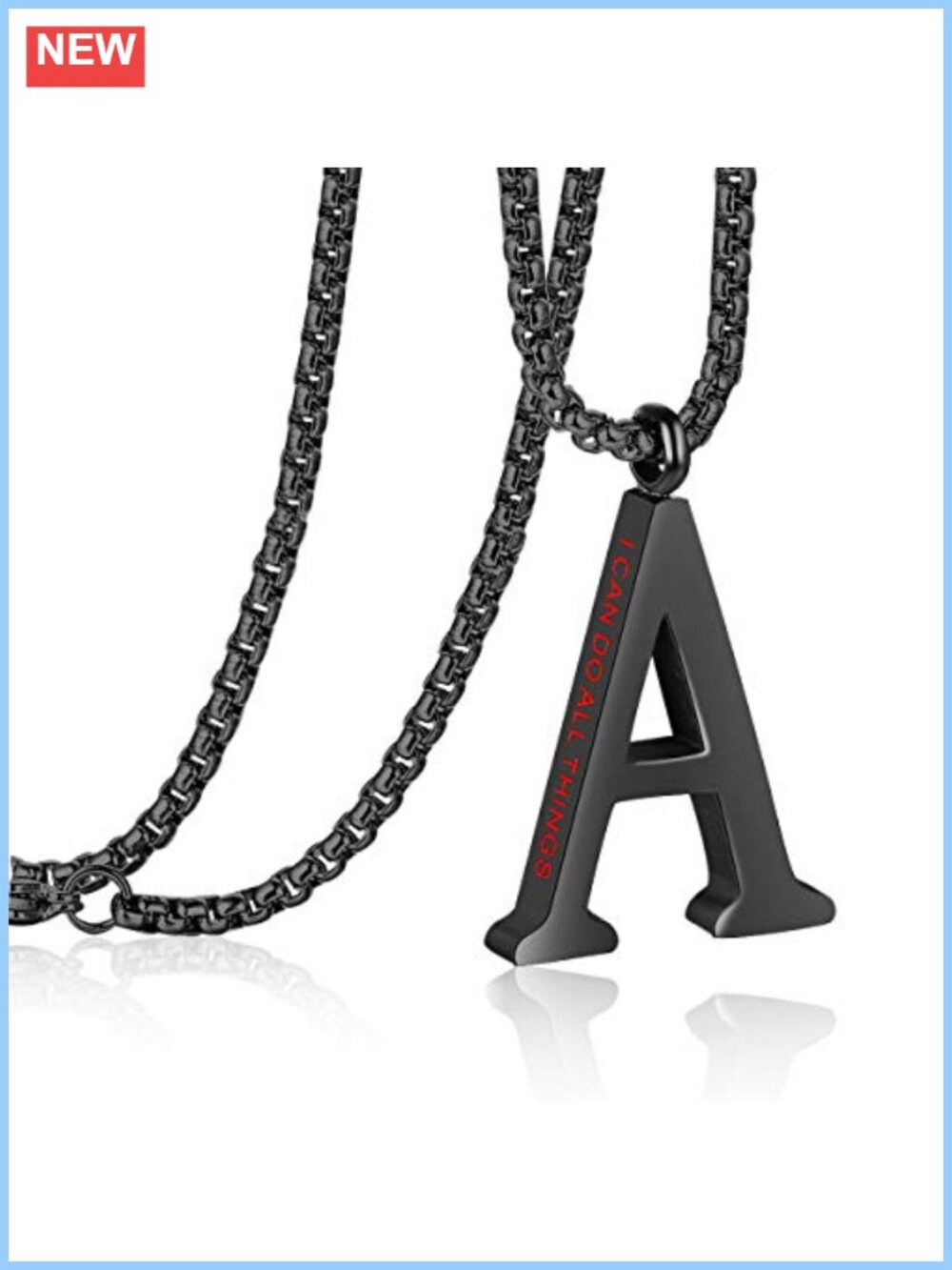 Initial A Pendant Necklace Stainless Steel 24 Inch Chain